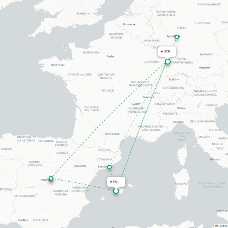 PMI - SXB route map