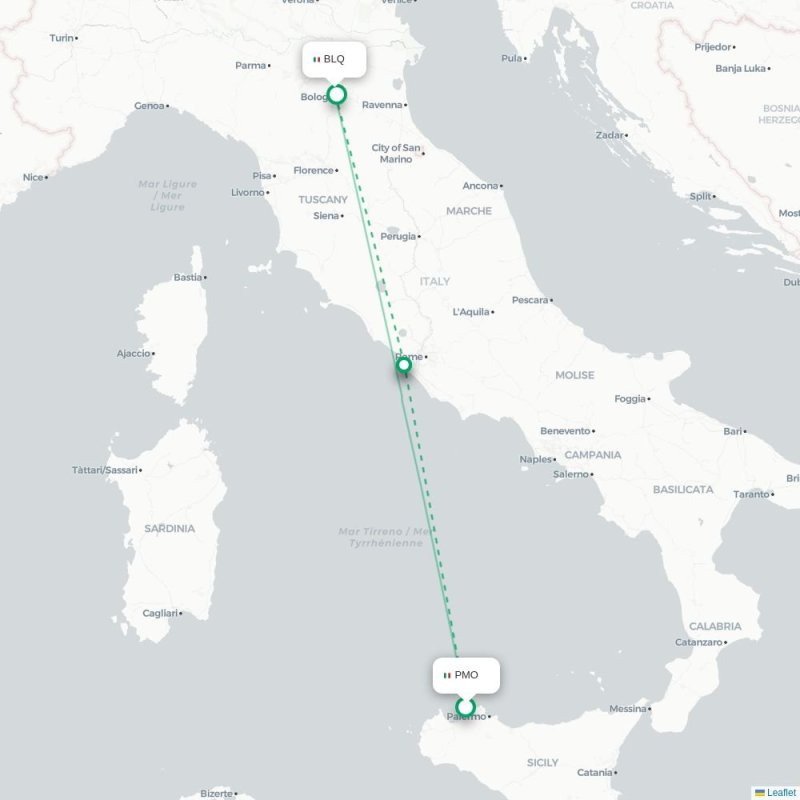 PMO - BLQ route map
