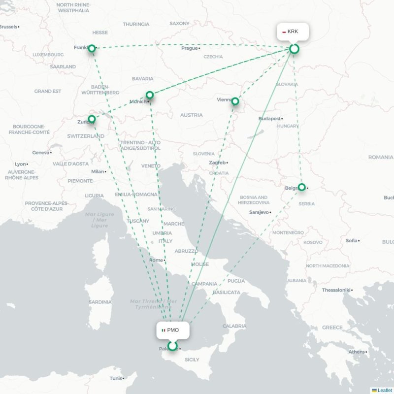 PMO - KRK route map