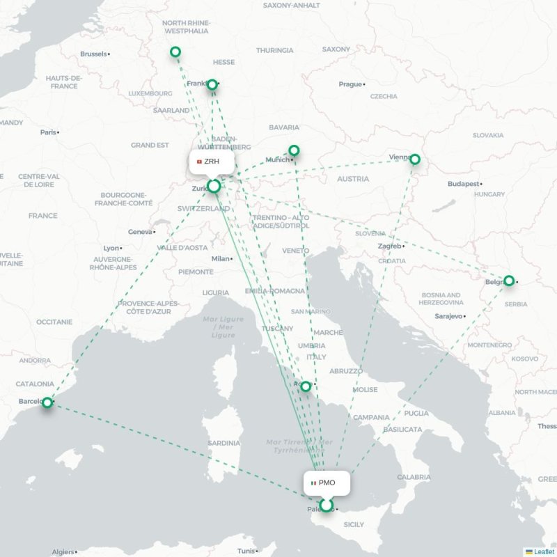 PMO - ZRH route map