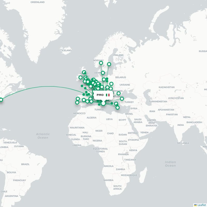 Route map Palermo  PMO airport