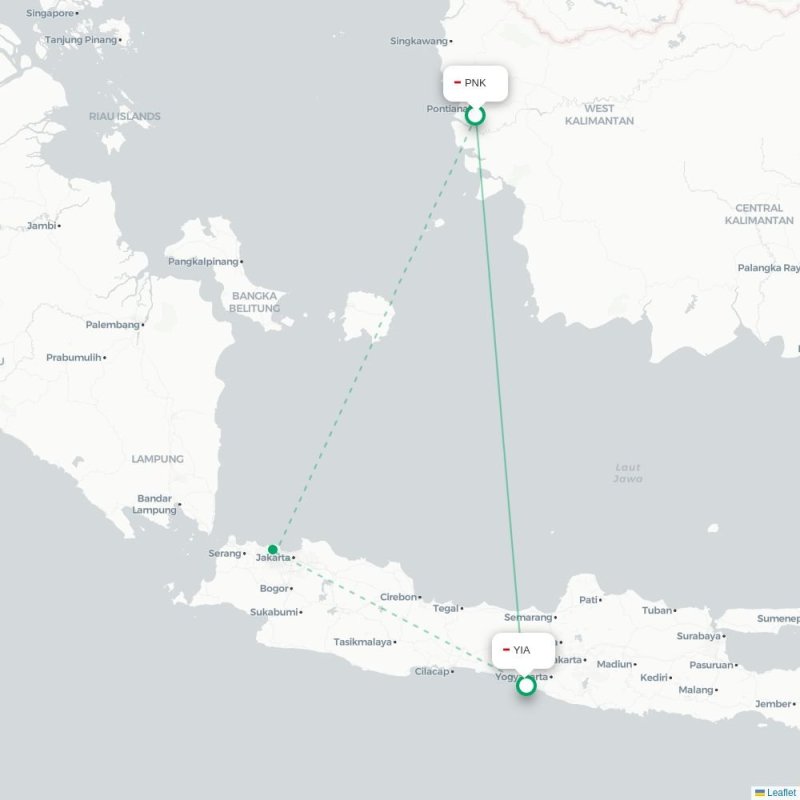 PNK - YIA route map