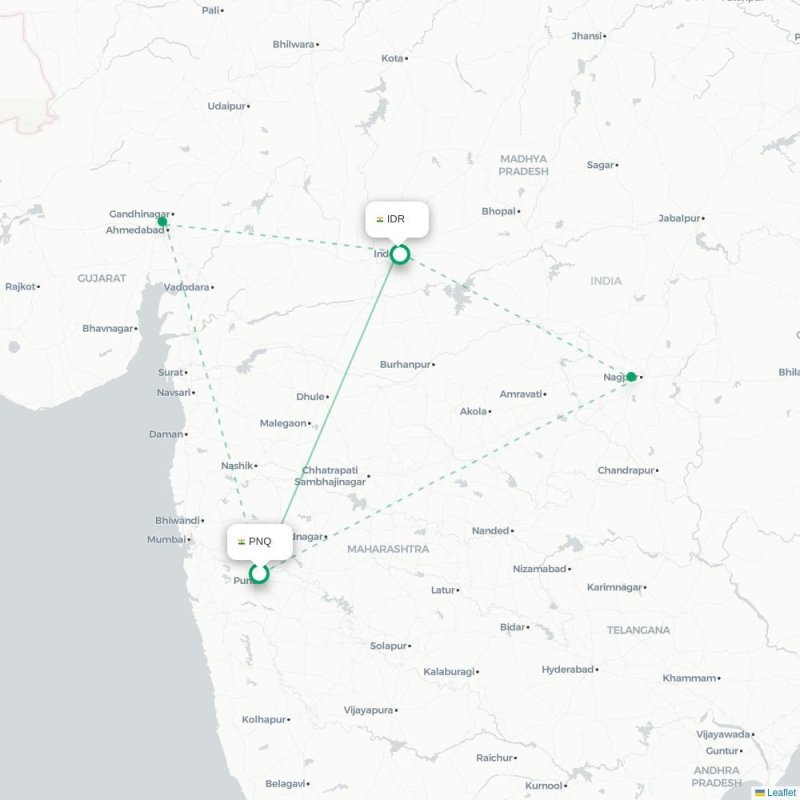 PNQ - IDR route map
