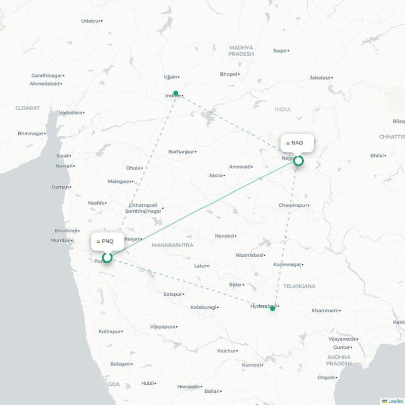 PNQ - NAG route map