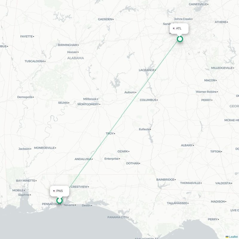 PNS - ATL route map
