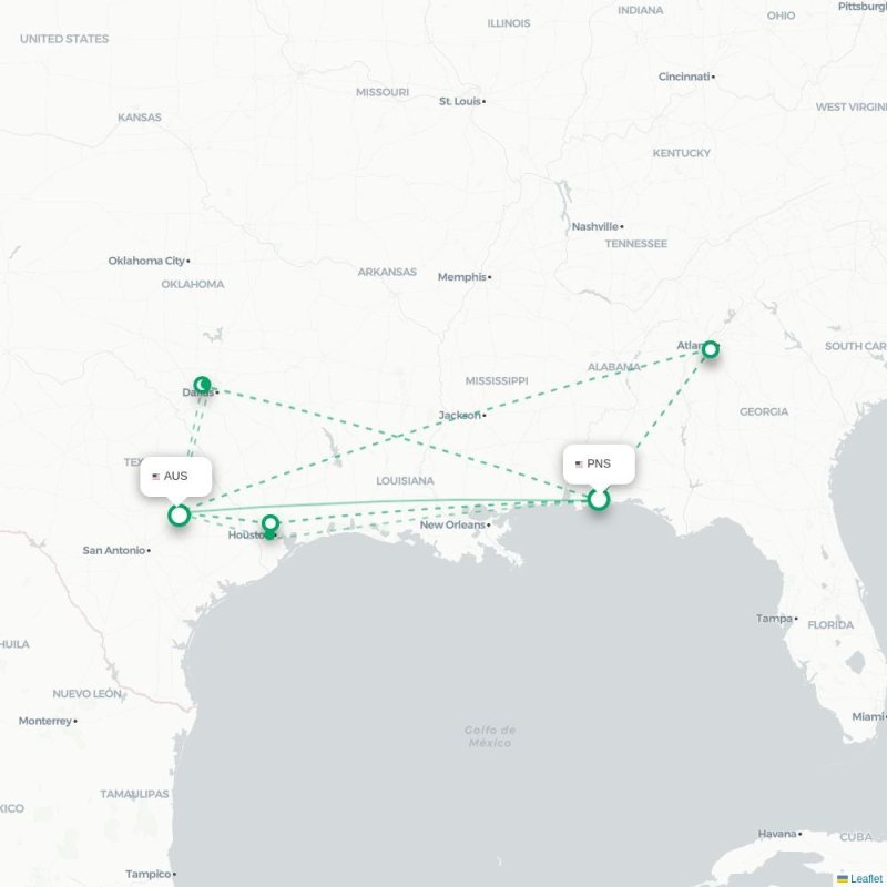 PNS - AUS route map