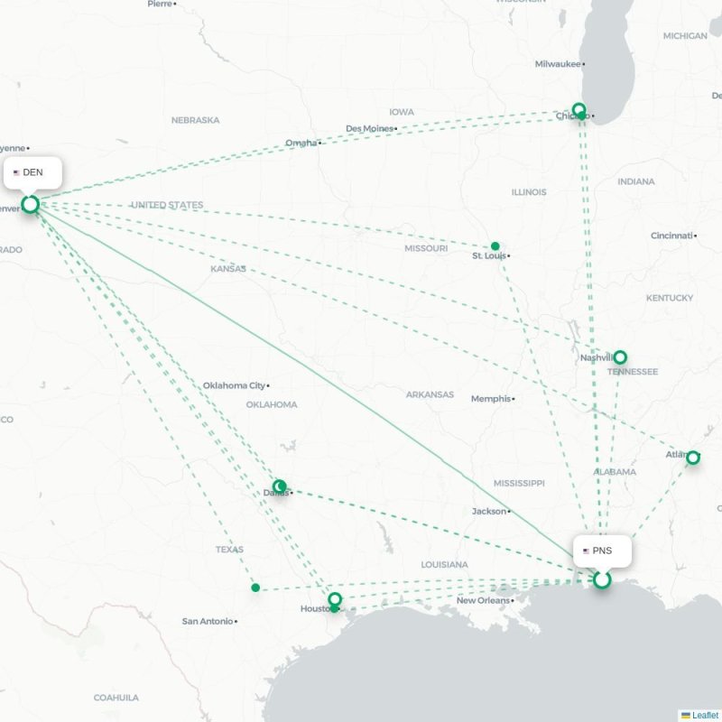 PNS - DEN route map