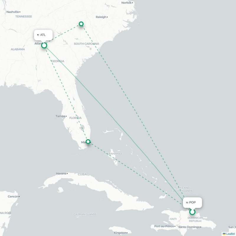 POP - ATL route map