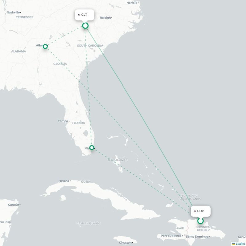 POP - CLT route map
