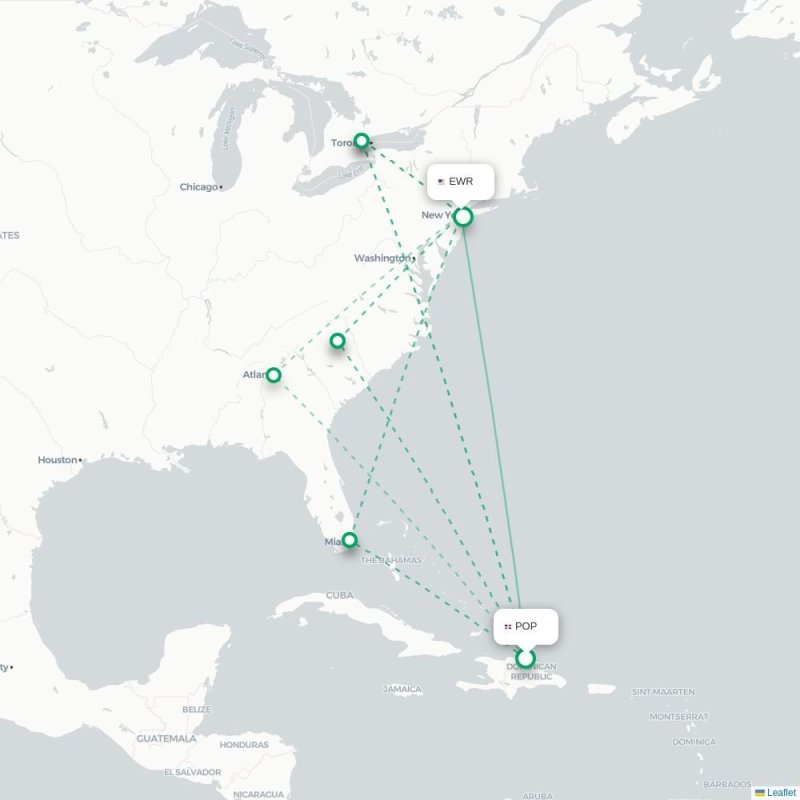 POP - EWR route map