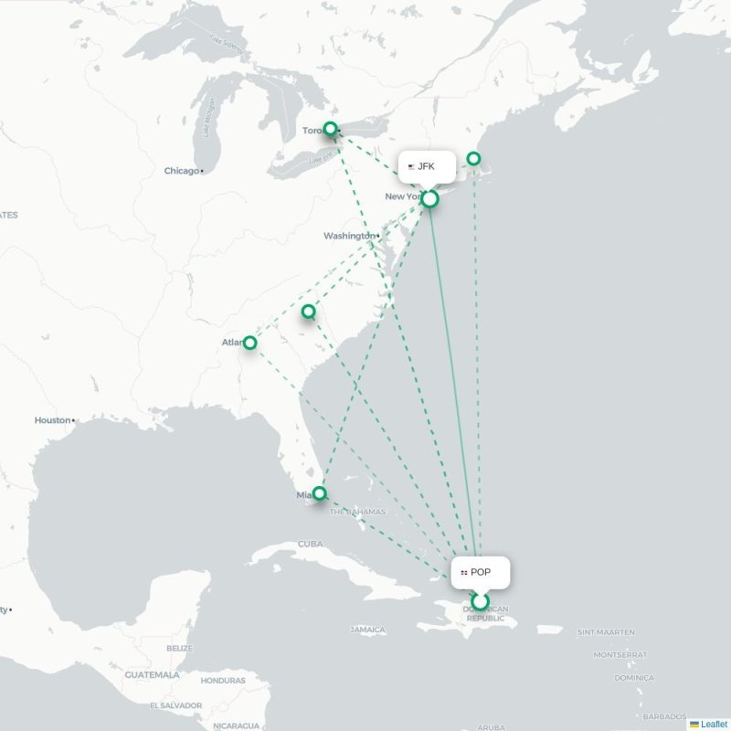 POP - JFK route map
