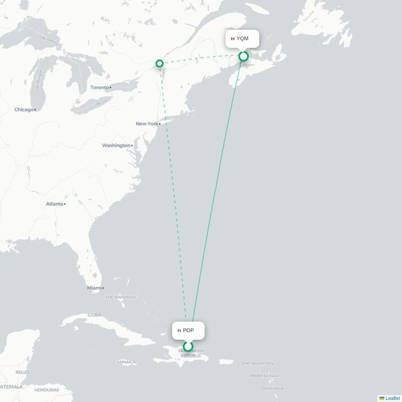 POP - YQM route map
