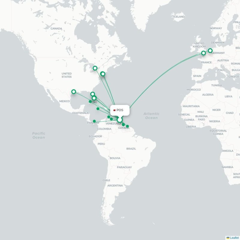 POS - EWR route map