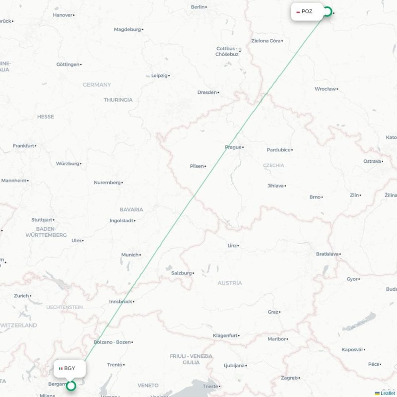 POZ - BGY route map