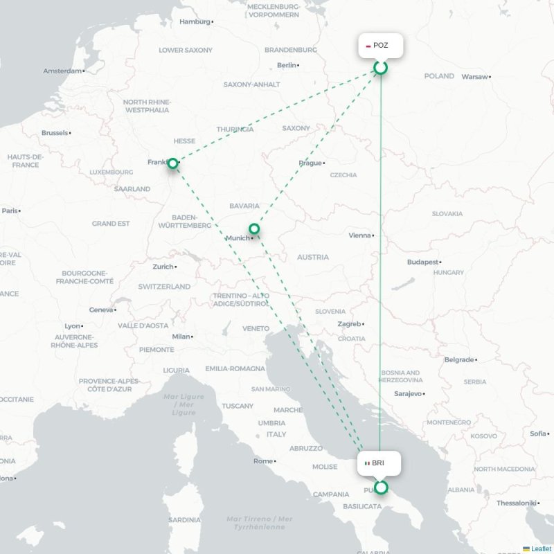 POZ - BRI route map