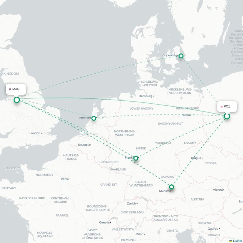 POZ - MAN route map