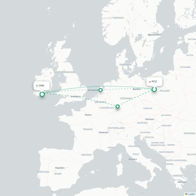 POZ - ORK route map