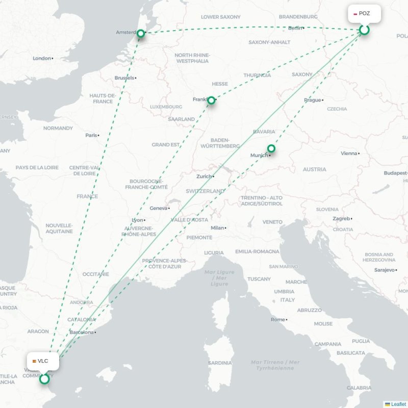 POZ - VLC route map