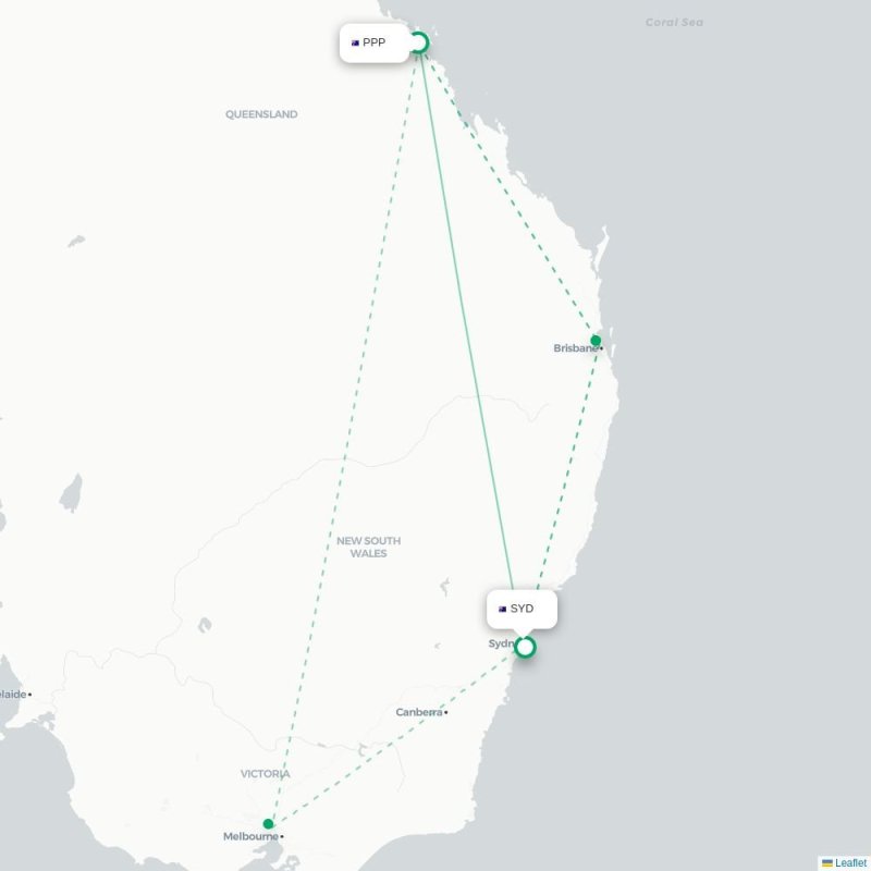 PPP - SYD route map