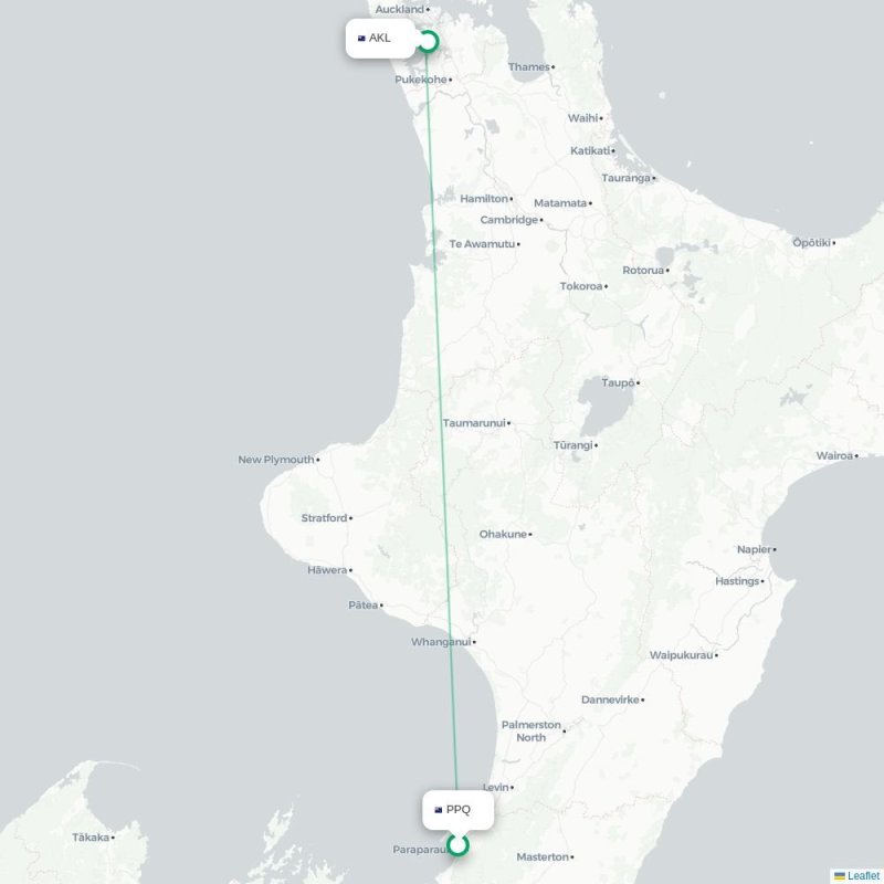 PPQ - AKL route map