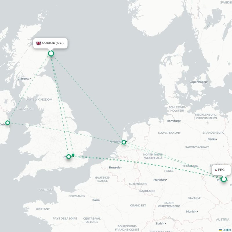 PRG - ABZ route map