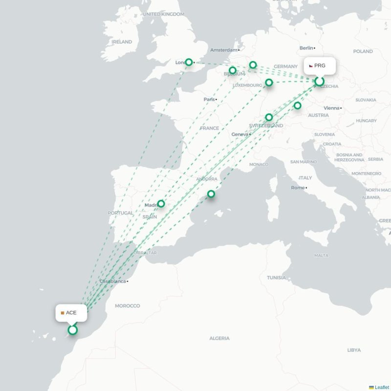 PRG - ACE route map