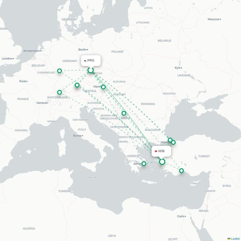 PRG - ADB route map