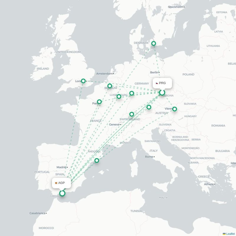 PRG - AGP route map