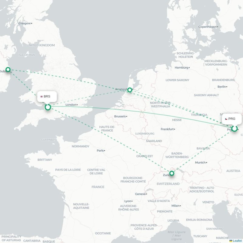 PRG - BRS route map