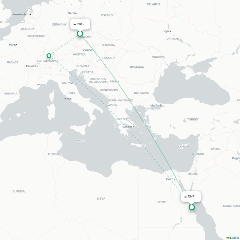 PRG - RMF route map