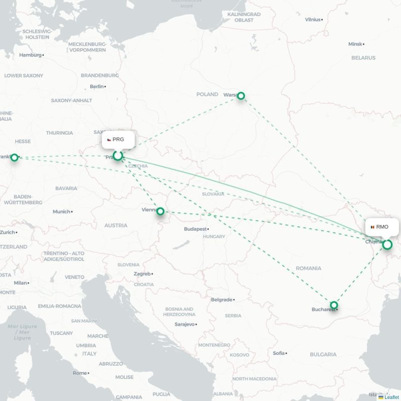 PRG - RMO route map