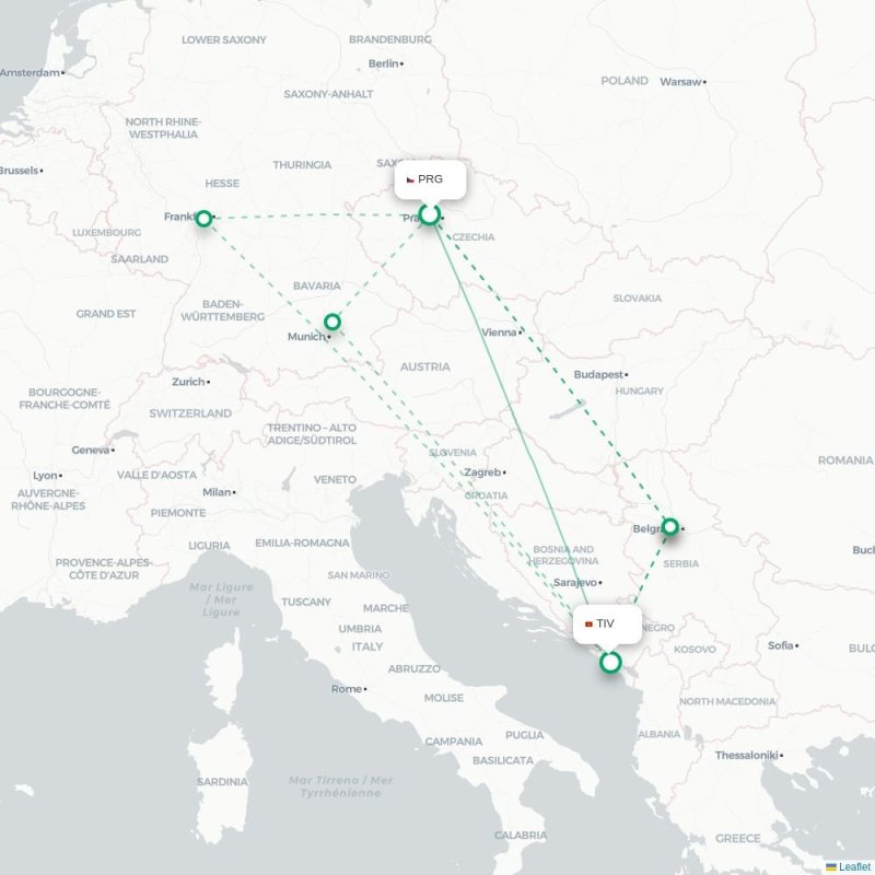 PRG - TIV route map