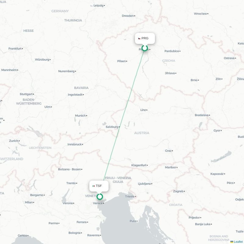 PRG - TSF route map