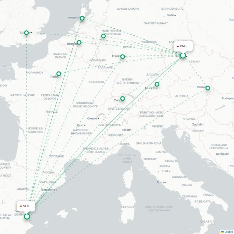 PRG - VLC route map