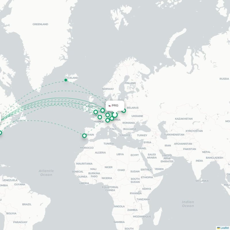 PRG - YYZ route map