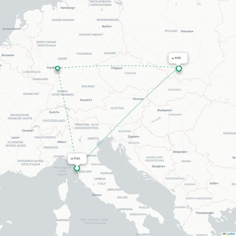 PSA - KRK route map