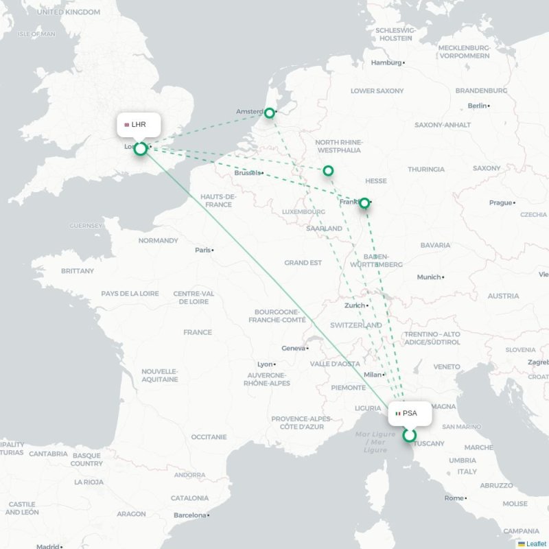 PSA - LHR route map