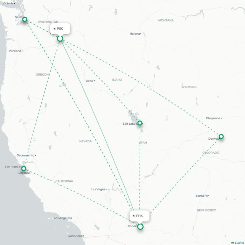 PSC - PHX route map