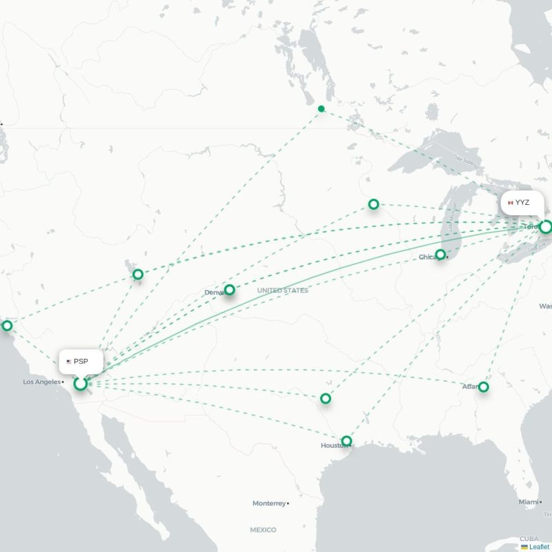 PSP - YYZ route map