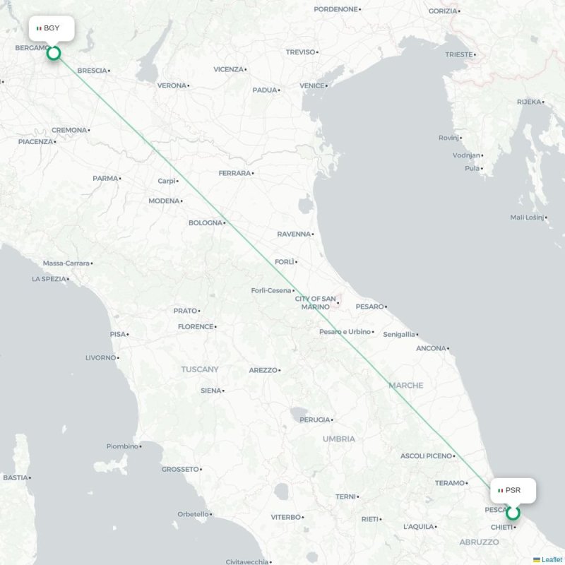 PSR - BGY route map