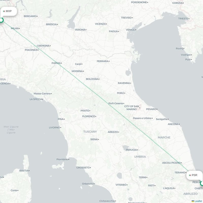 PSR - MXP route map