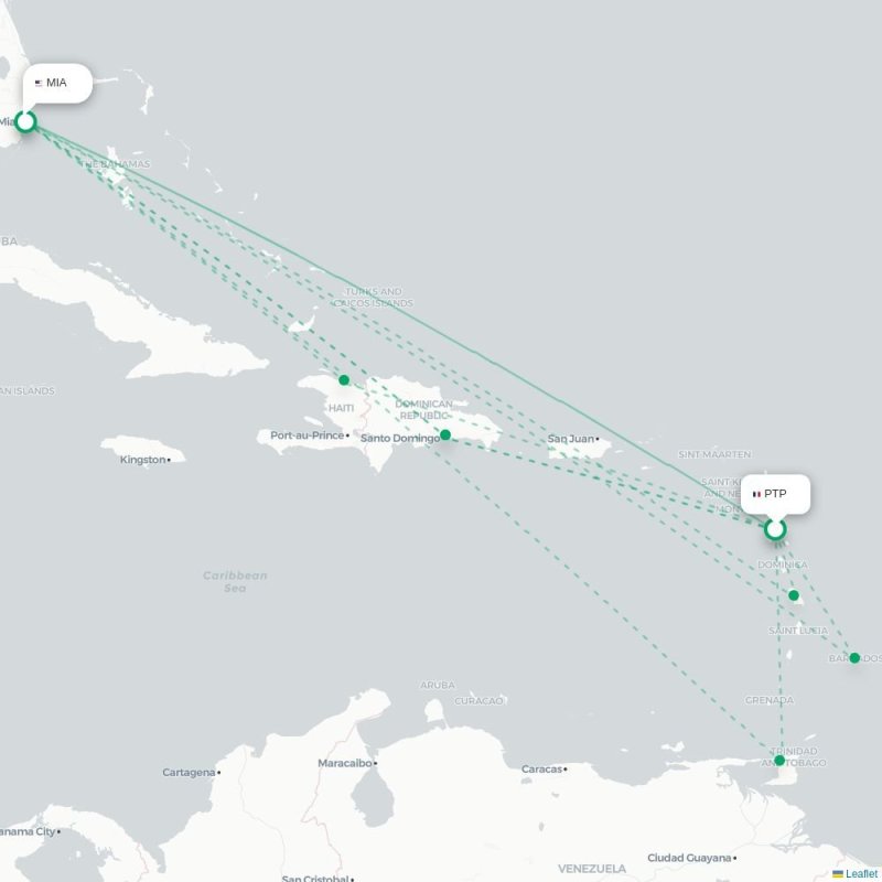 PTP - MIA route map