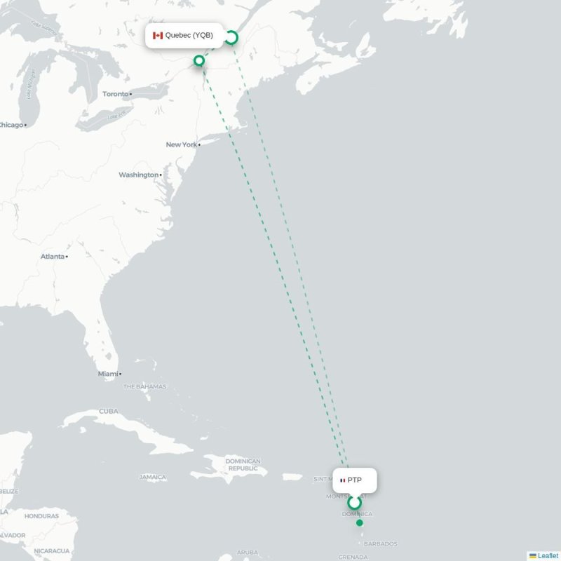 PTP - YQB route map