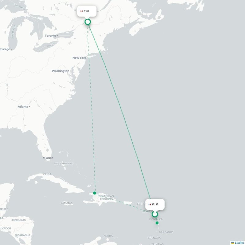 PTP - YUL route map