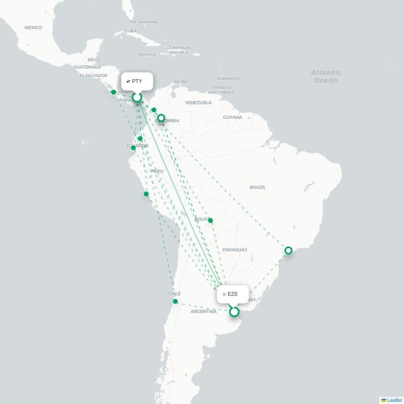 PTY - EZE route map
