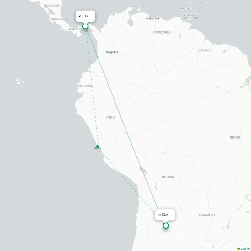 PTY - SLA route map