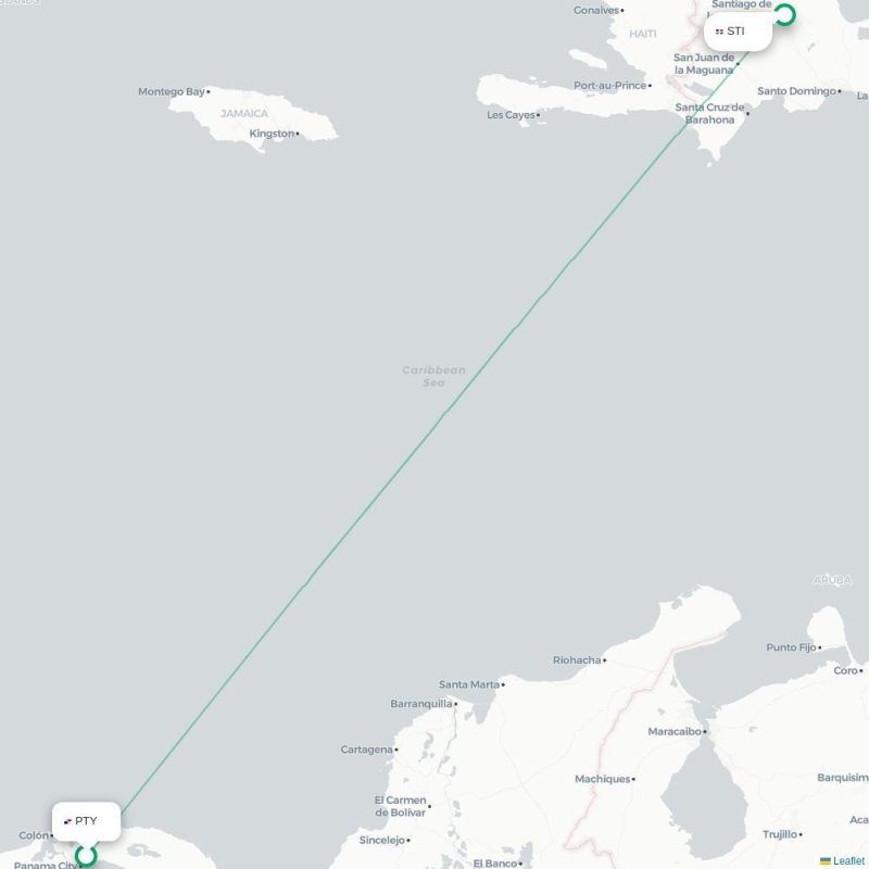 PTY - STI route map