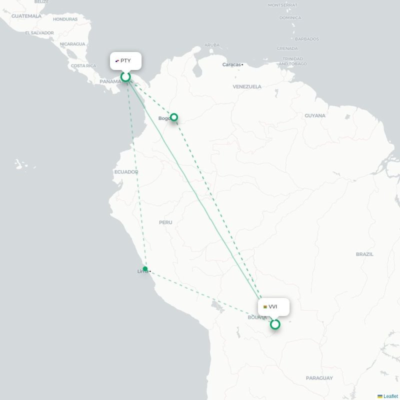 PTY - VVI route map