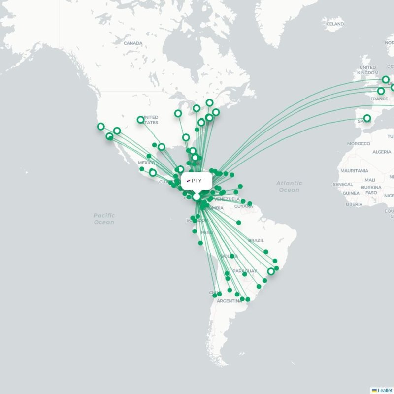 PTY - BWI route map
