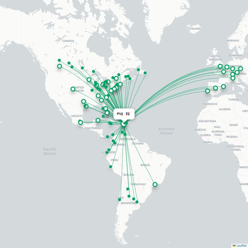 Route map Punta Cana  PUJ 